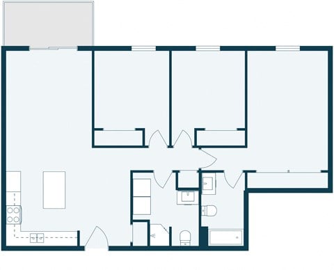 Floor plan for 3 beds, 1.8 baths